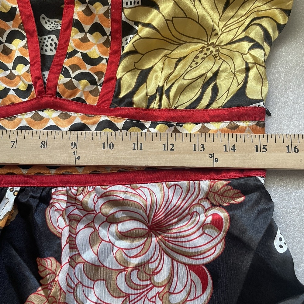 Wet Seal Babydoll Y2K Shirt Women M Black Floral Asian Inspired Sleeveless Top - Picture 8 of 10